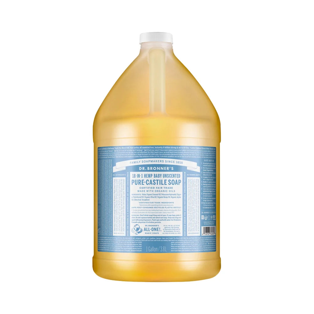 Dr Bronner's Pure-Castile Soap Liquid (Hemp 18-in-1) Unscented (Baby) 3.78L
