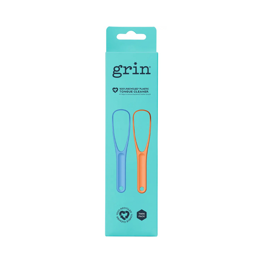 Grin 100% Recycled Plastic Tongue Cleaner Orange, Blue 2pk