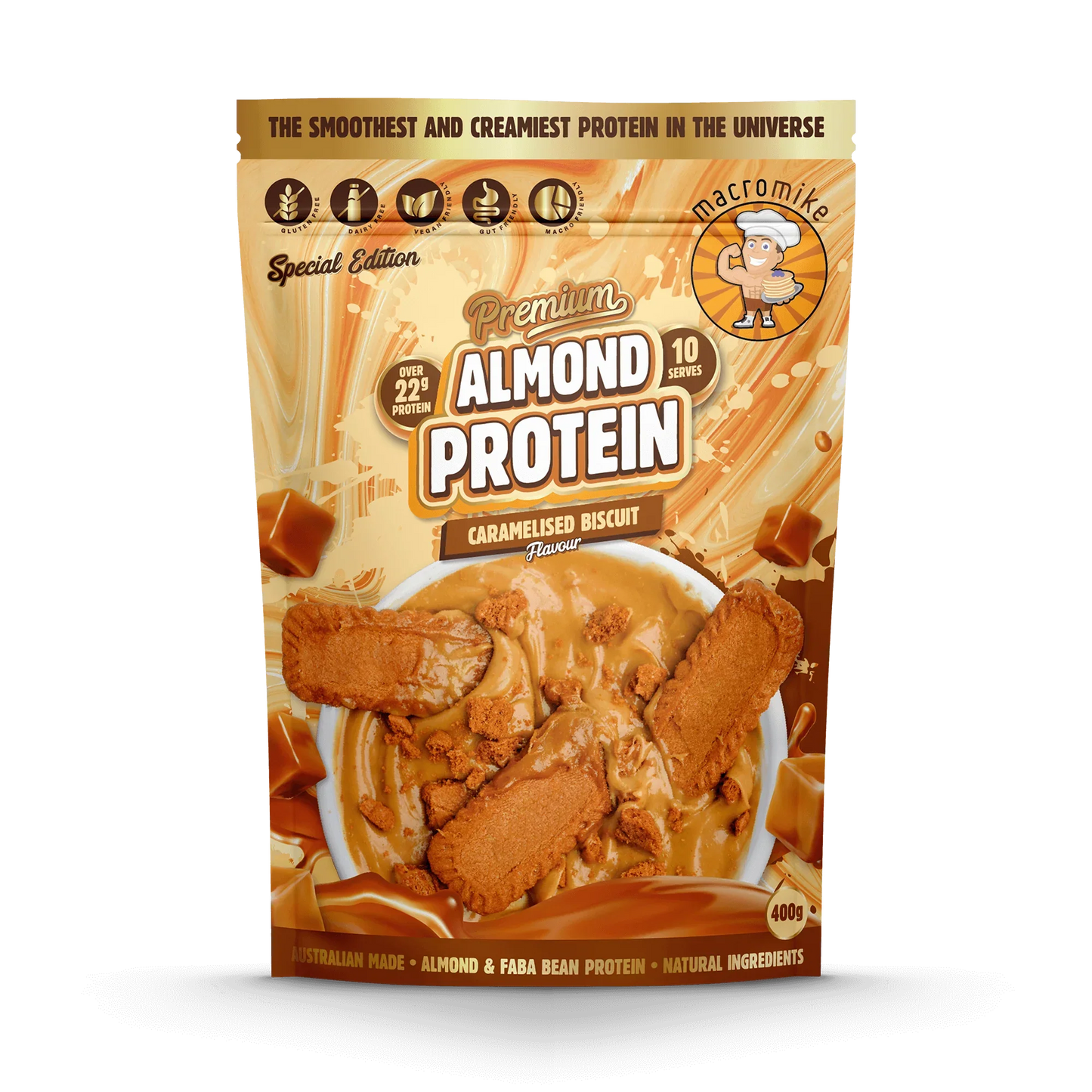 Macro Mike Premium Almond Protein Caramelised Biscuit 400g