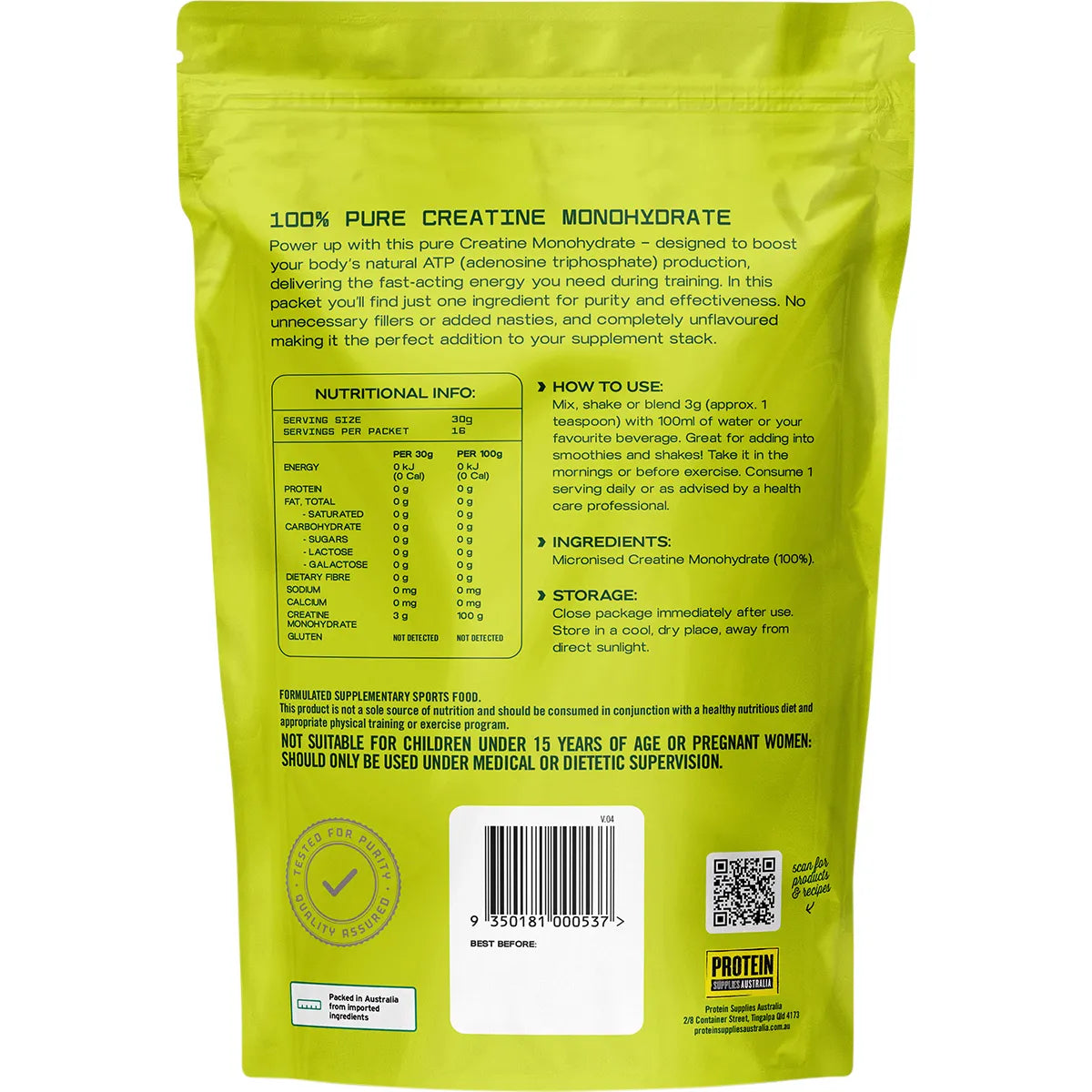 Protein Supplies Australia Creatine Monohydrate Pure 200g