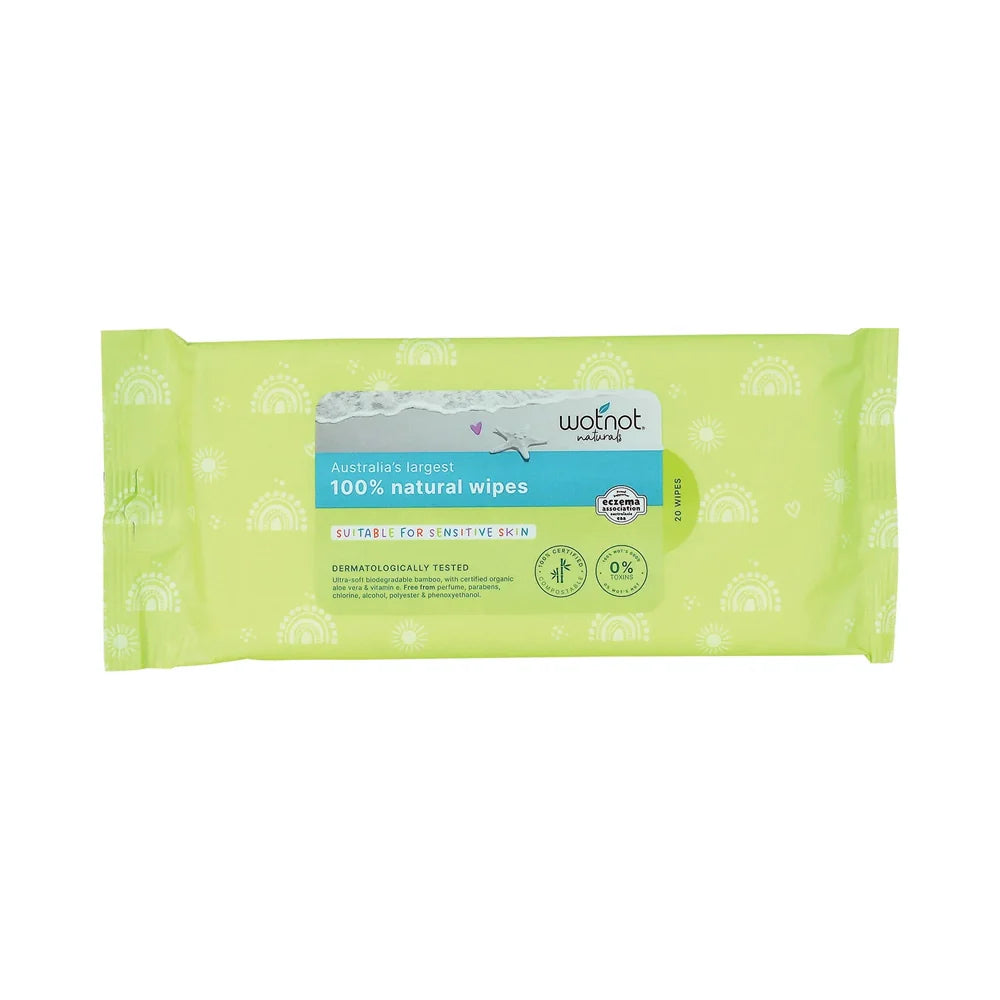 Wotnot Naturals Baby Wipes for Case Refill Pack 100% Biodegradable 20 Pack